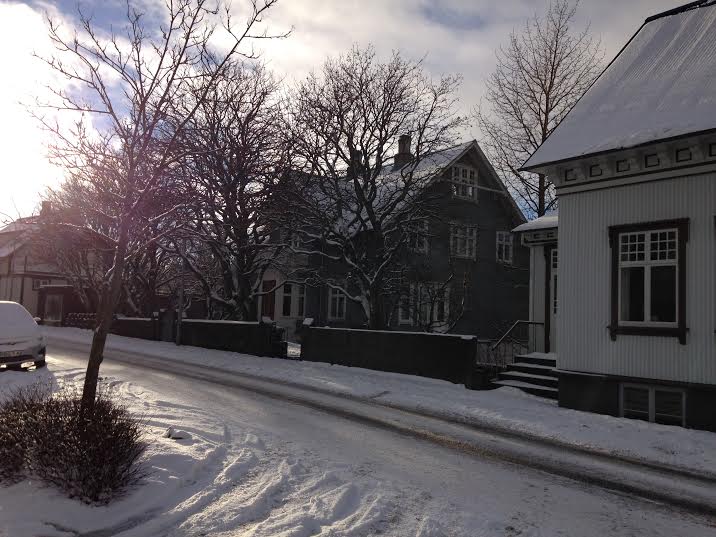 Fresh snow on Laufásvegur in Reykjavík