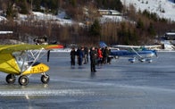 #Airplanes landing on frozen lake in Iceland 