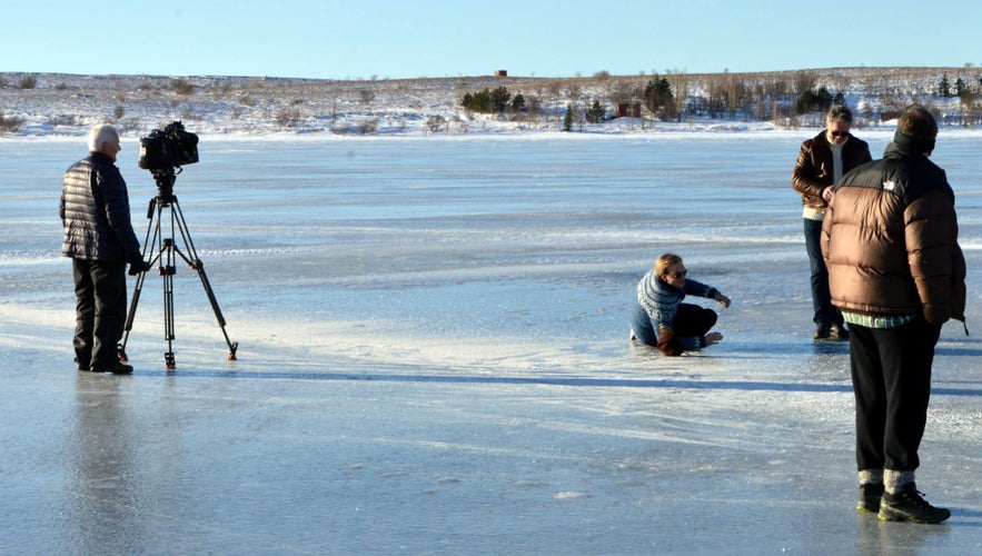 #Airplanes landing on frozen lake in Iceland 