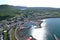 A top view of Husavik with Botnsvatn lake seen in the distance.