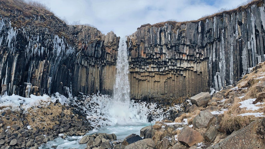 Svartifoss waterfall is a magnificent feature within the Vatnajokull National Park