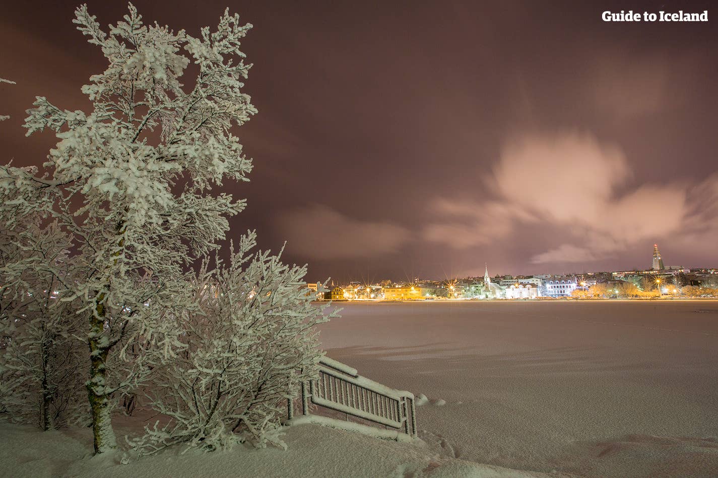 A view over central Reykjavík's pond, Tjörnin.