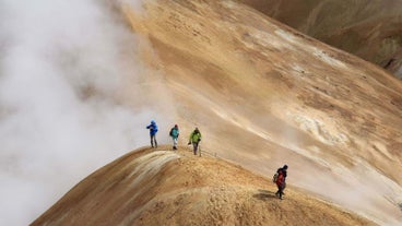 Travellers take on the hiking challenge at Fjallabak Nature Reserve.