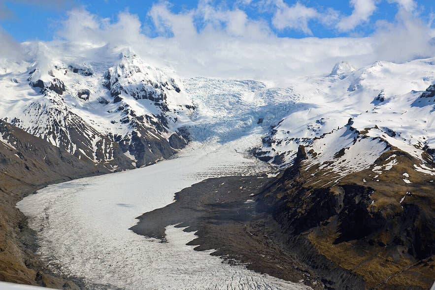 Glacier tongue seen from a sightseeing flight