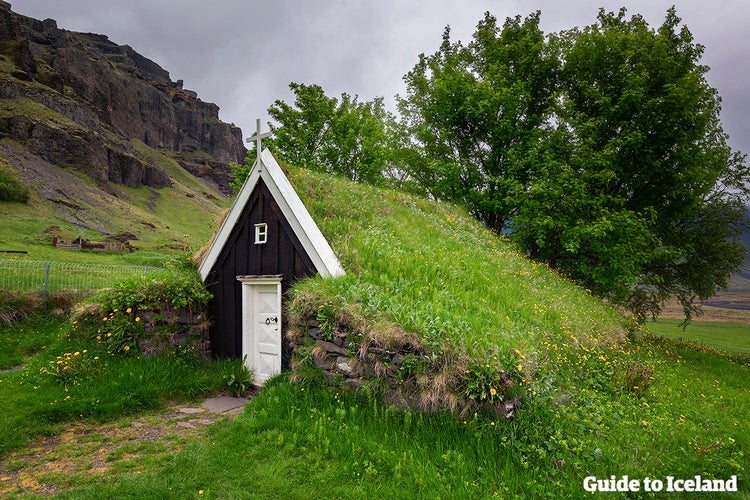 Traditional turf house in Iceland