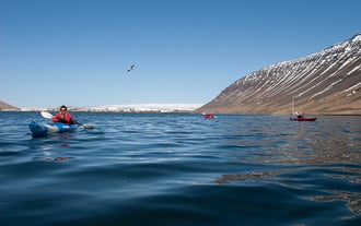 Les eaux sereines des Westfjords en été, vues d'Ísafjörður.