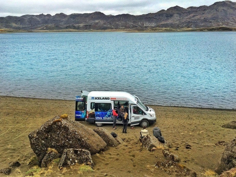 Diving in Kleifarvatn lake in Iceland