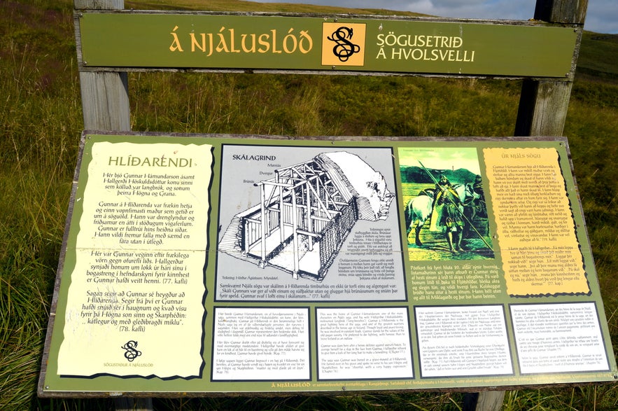 The information sign at Hlíðarendi South-Iceland