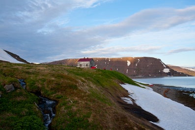 A house on its own in a beautiful setting in the Westfjords.