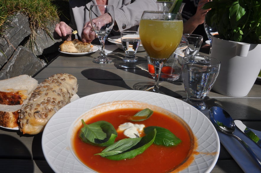 Tomato soup at Friðheimar tomato farm in Iceland