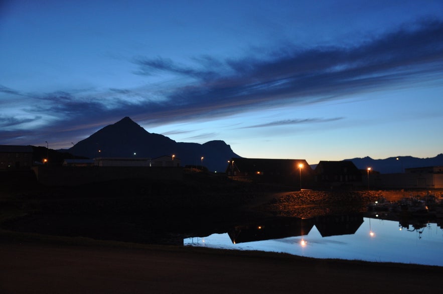 Just past sunset in Djúpivogur, East Iceland