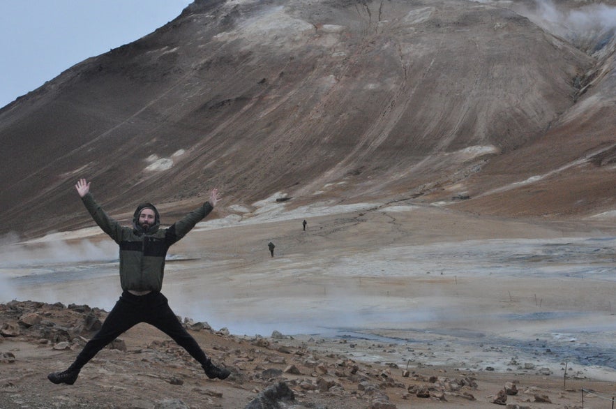 Enjoying our time at Námaskarð geothermal area