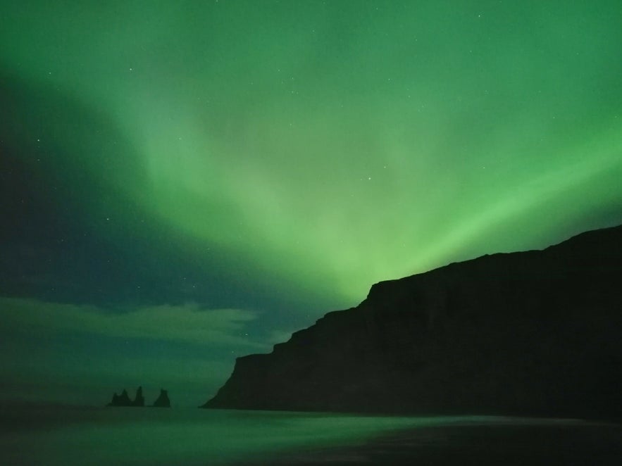 Northern lights by Vík in south Iceland