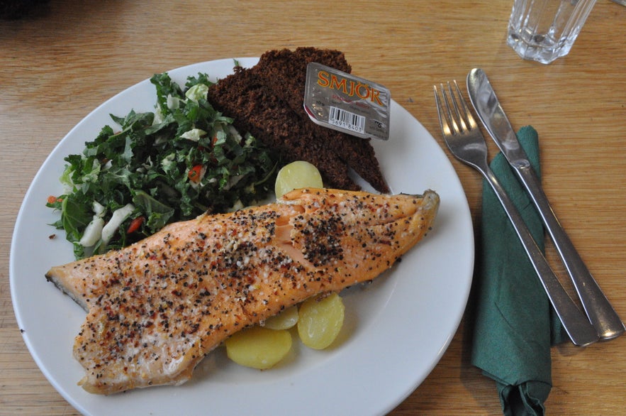 Delicious trout at Kaffi Borgir, north Iceland