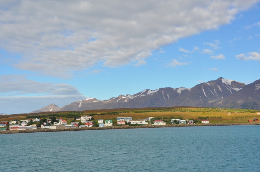 The view of Hrísey from the ferry