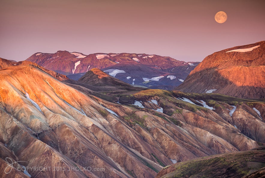 Supermoon over Landmannalaugar, Iceland in 2014