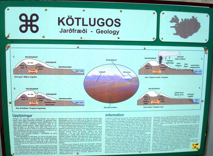 The information sign about Katla eruptions