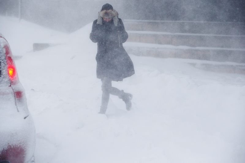 Refreshing walk in a snowstorm in Iceland