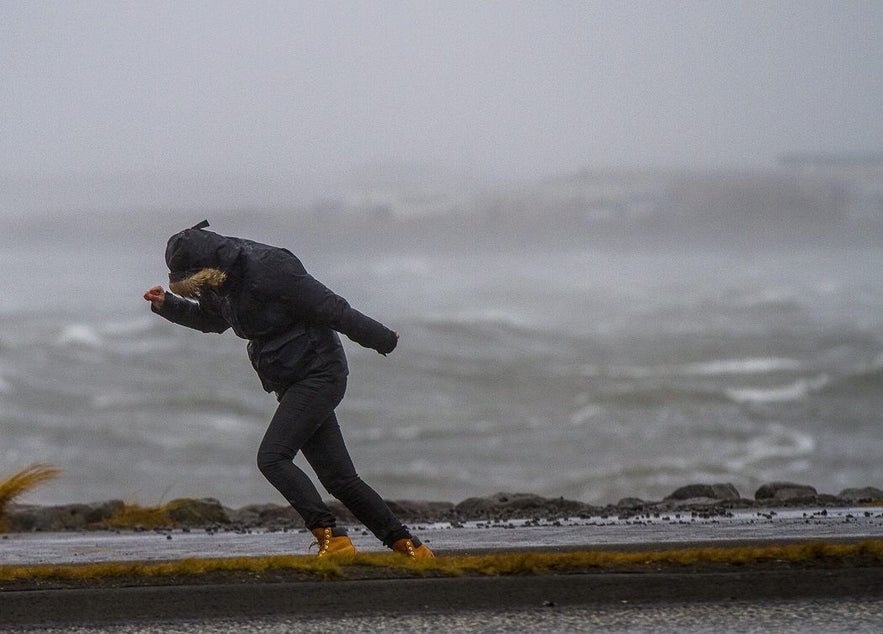 Rainy storm in Reykjavík