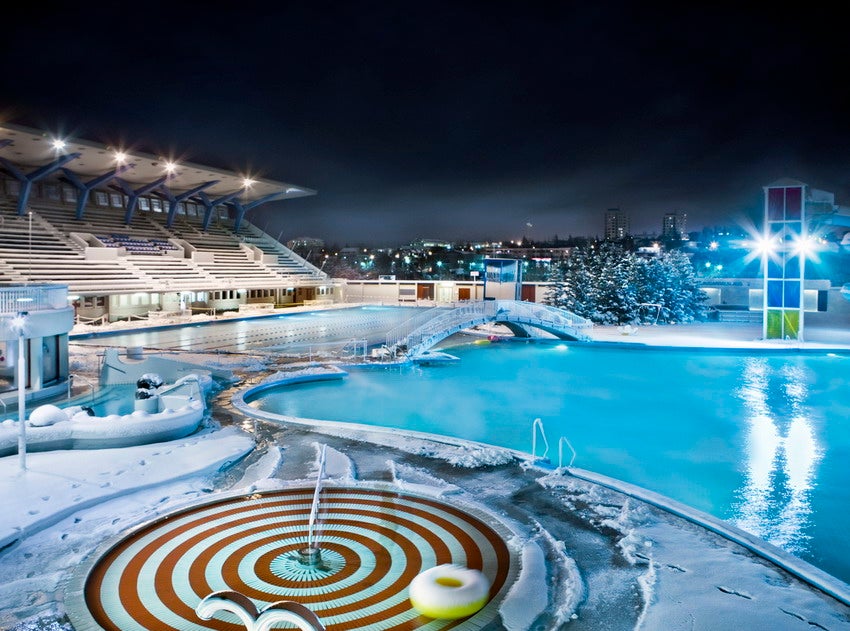 Reykjavík swimming pool in wintertime