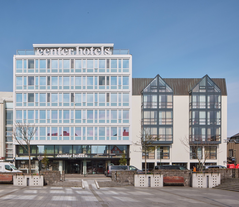 The facade of the Center Hotels Plaza in Reykjavik.