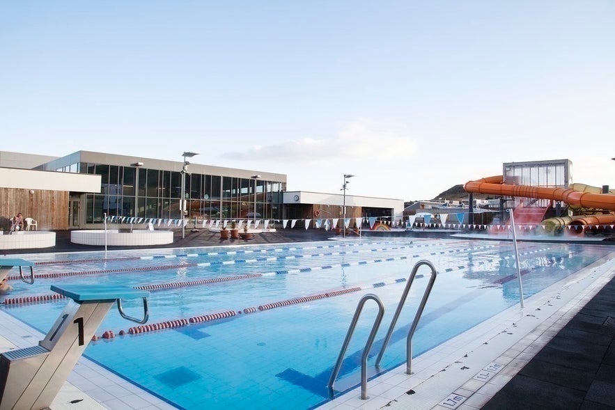 Lágafellslaug pool in Reykjavik, Iceland