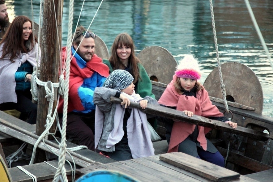 Rowing a real Viking ship in Faxafloi bay, Iceland