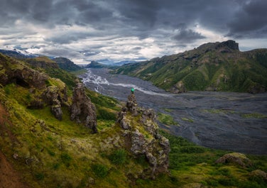 Lush greenery and valleys crisscross the Thorsmork Nature Reserve.