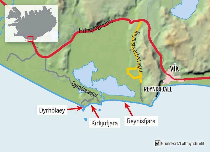 A map of Reynisfjara beach 