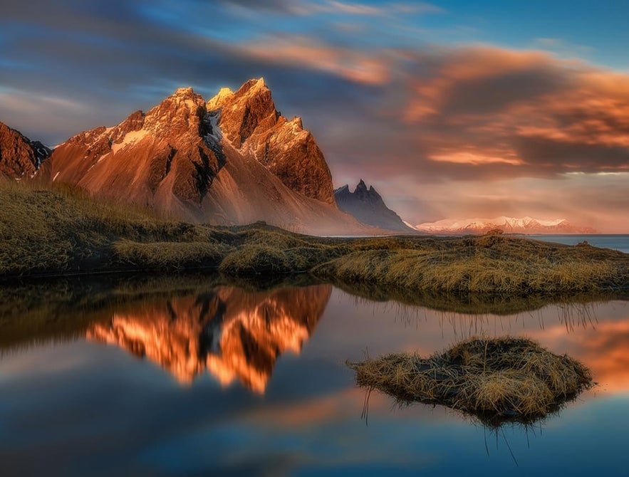 Vestrahorn and Brunnhorn mountains in east Iceland