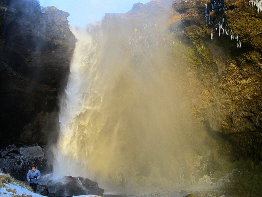 Kvernufoss waterfall doubled in size