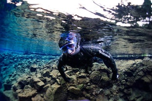 'The Real Blue Lagoon' rest at the end of Silfra Fissure, and is known for its sandy bottom and 'Tiny Silfra'!