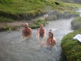 Reykjadalur is home to numerous hot springs and a warm river in which all visitors are welcome to bathe.