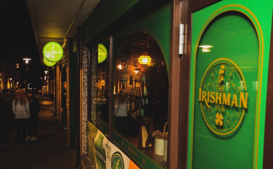 The entrance to the Irishman Pub in Reykjavik, Iceland