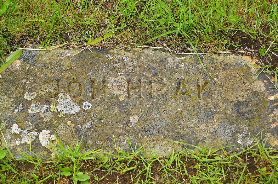 The grave of the vagrant Jón Hrak at Skriðuklaustur The grave of the vagrant Jón Hrak at Skriðuklaustur