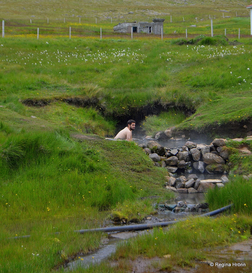 Hot geothermal hot pool in the Westfjords of Iceland