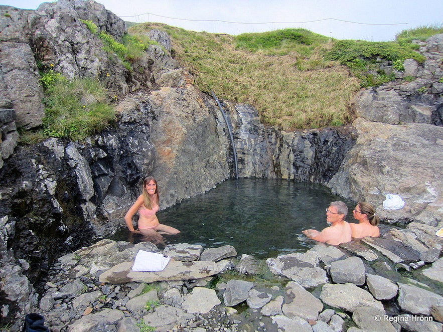 Hellulaug geothermal pool in Vatnsfjörður fjord in the Westfjords of Iceland