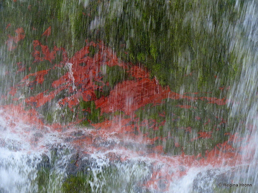 Red rock in Dynjandi waterfall