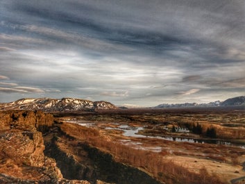 A stunning shot of Þingvellir National Park in autumn.