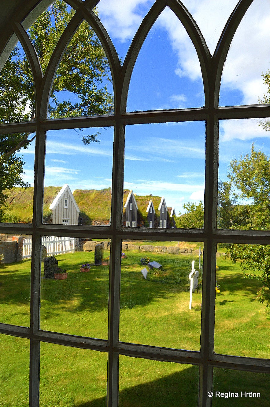 Þverárkirkja church and Þverá turf farm North-Iceland