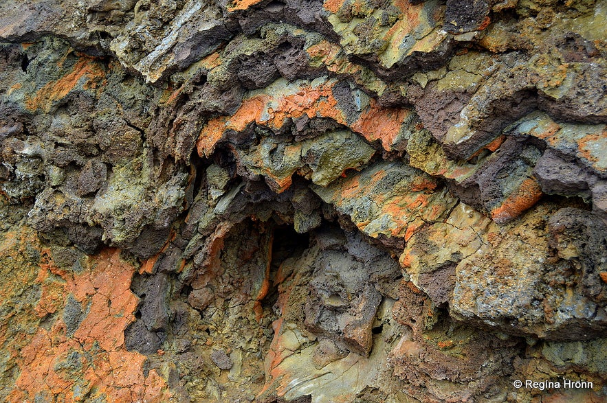 Colourful lava at Eldborg Scoria Crater on Snæfellsnes in West-Iceland