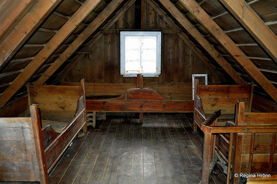 Inside Keldur Turf House in South-Iceland