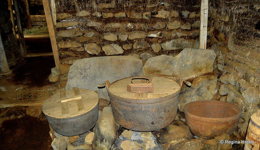 Inside Bustarfell turf house in East-Iceland