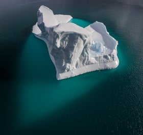 Icebergs of all shape and size are a common sight around the Greenlandic settlement, Kulusuk.