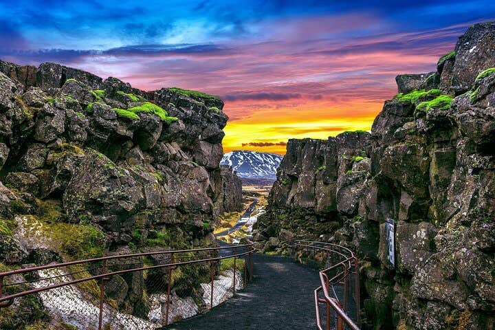 The Almannagja gorge is the separation between two tectonic plates at the Thingvellir National Park's highlights.