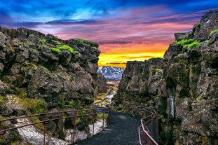The Almannagja gorge is the separation between two tectonic plates at the Thingvellir National Park's highlights.