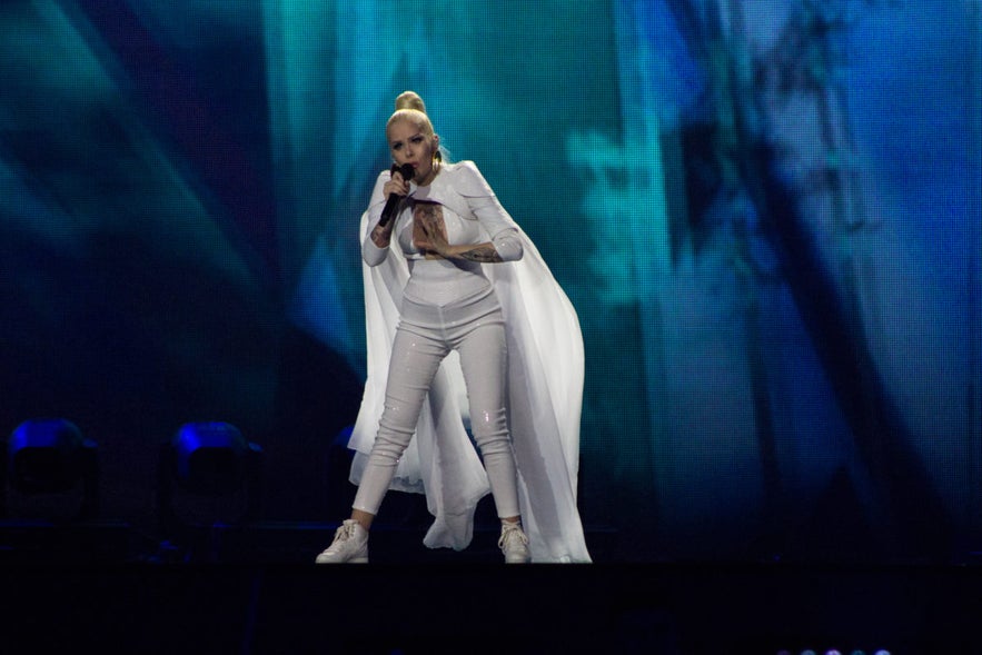 Iceland's contestant, Svala, shortly before her dreams were destroyed. Photo credit: Lauren Outerson