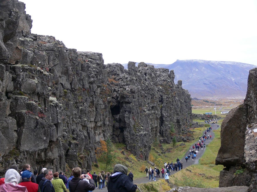 Tourists flood the popular sites of Iceland to look at things as exciting as water, and rocks. Wikimedia, Creative Commons, Photo by Pmarshal.