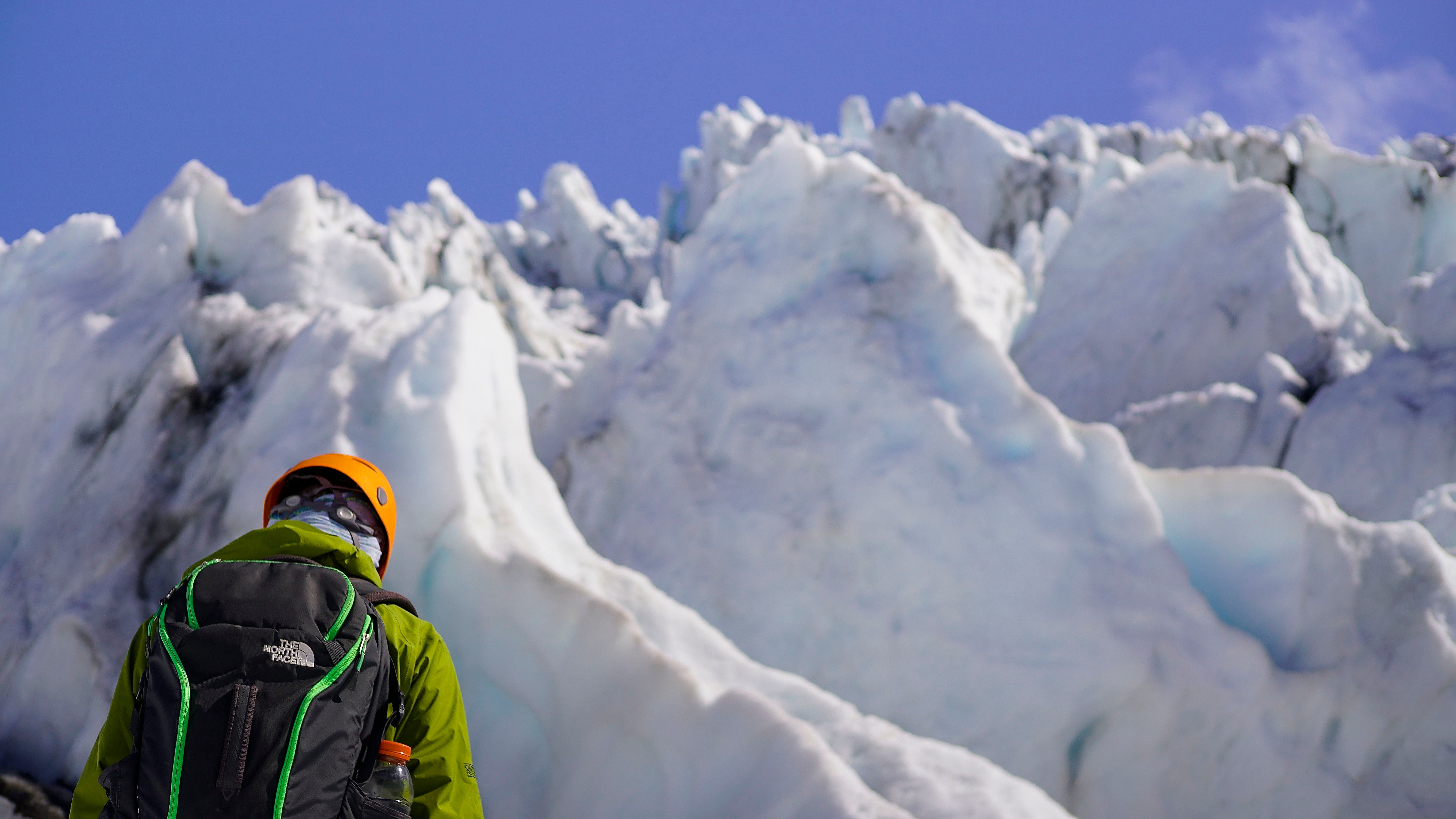 Walls of ice on Vatnajökull glacier in south east Iceland in summer.