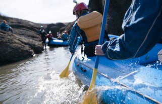 River rafting is a thrilling adventure.